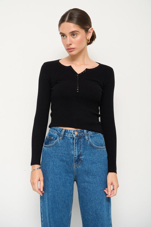 Black Long Sleeve with buttons - SOLMAR
