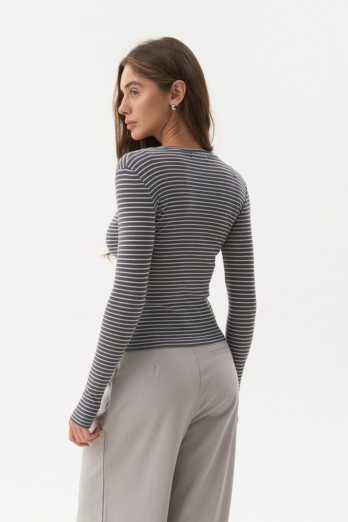 Grey Striped Long Sleeve - SOLMAR