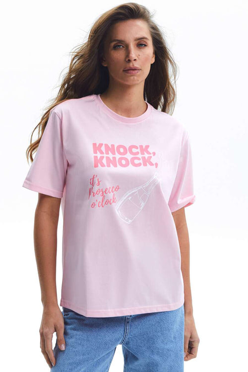 Pink "Knock, Knock" Print T-shirt - SOLMAR