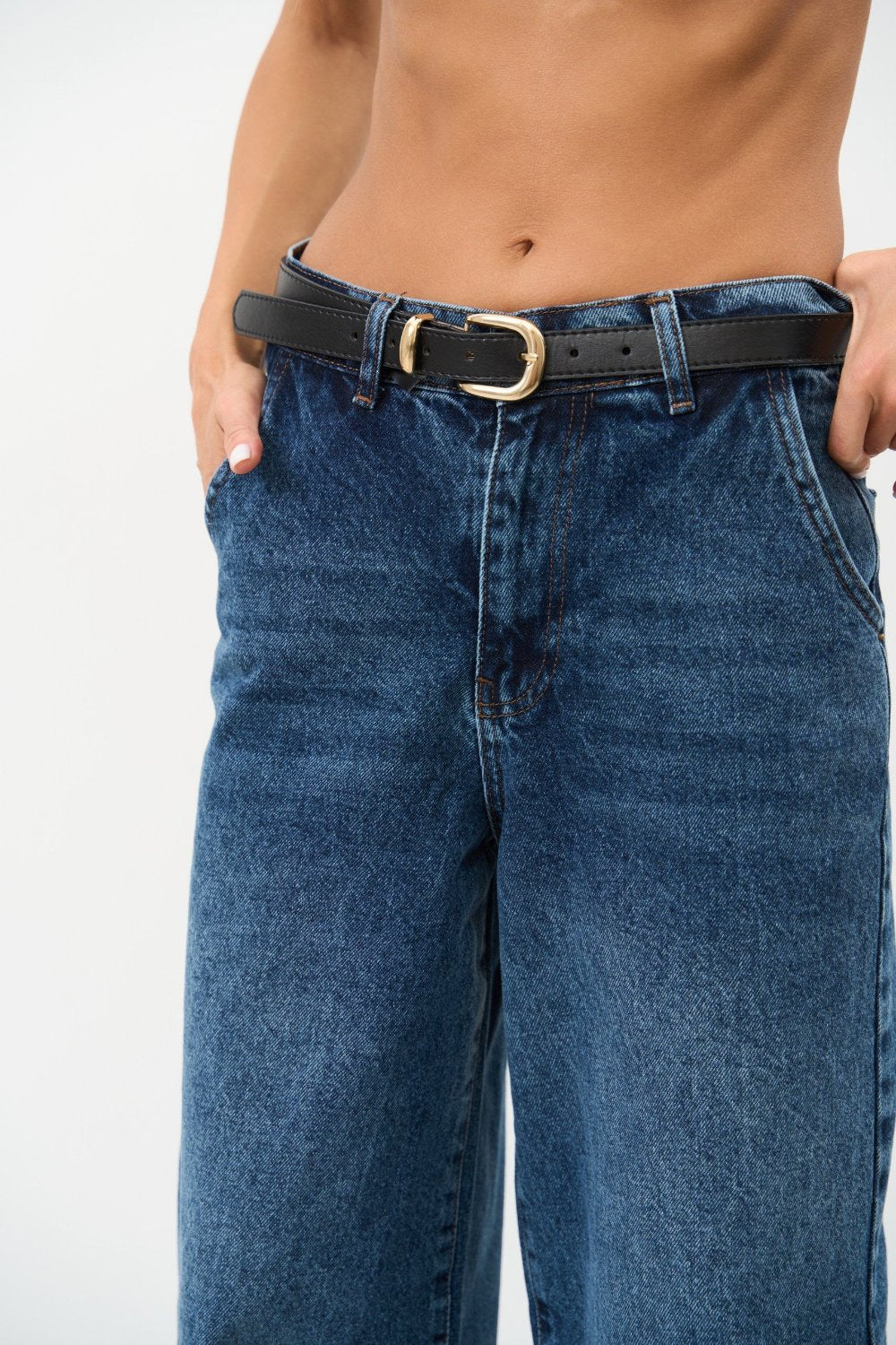 High Rise Blue Baggy Jeans - SOLMAR