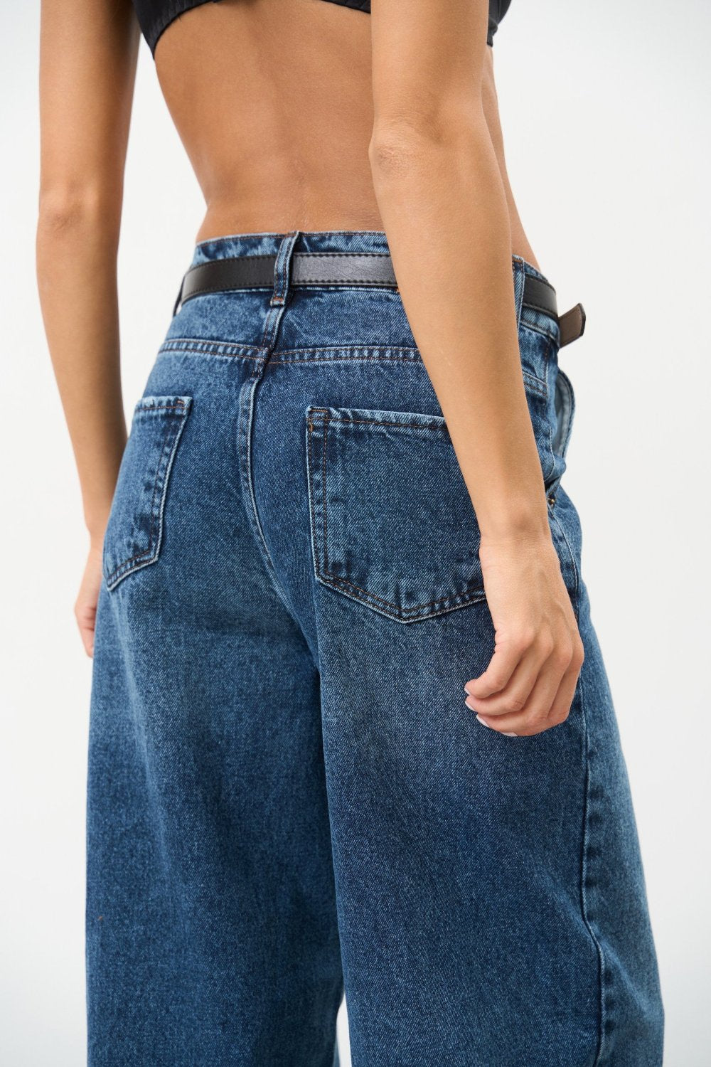 High Rise Blue Baggy Jeans - SOLMAR