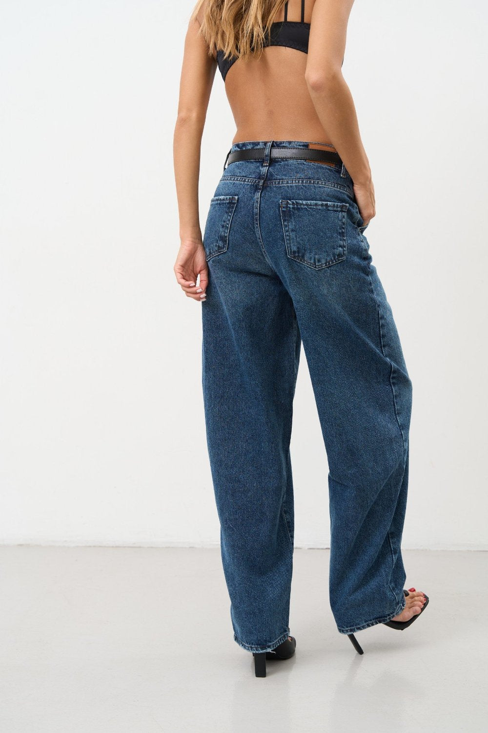 High Rise Blue Baggy Jeans - SOLMAR