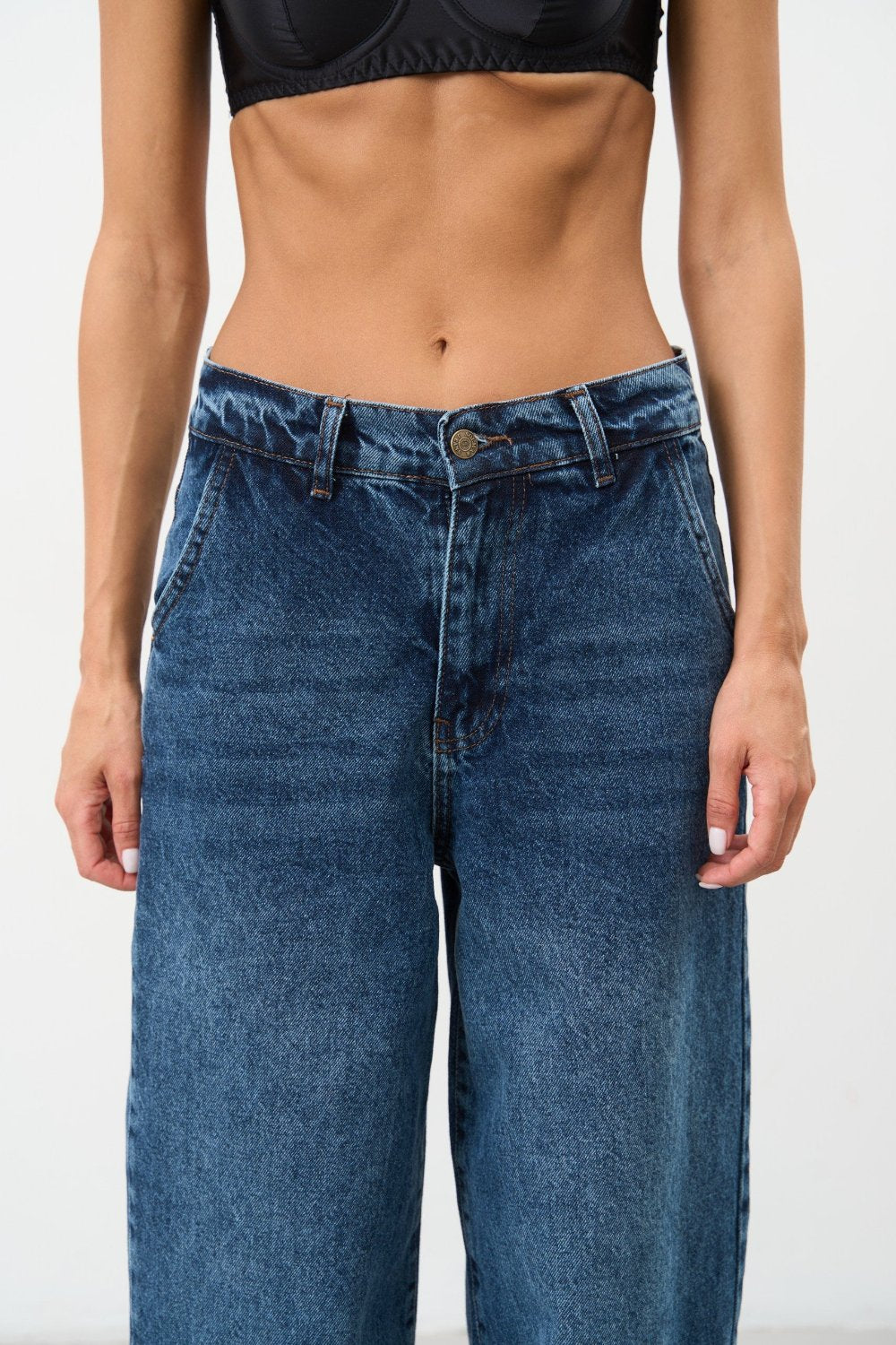 High Rise Blue Baggy Jeans - SOLMAR