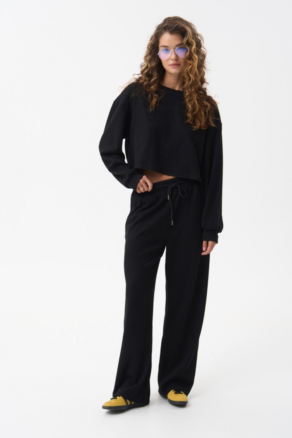 Black Cropped Sports Sweatshirt - SOLMAR