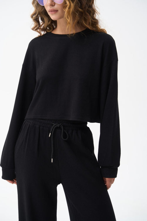 Black Cropped Sports Sweatshirt - SOLMAR