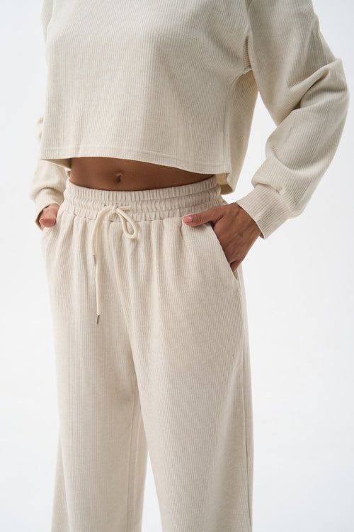 Milk Knitted Streight Leg Pants - SOLMAR