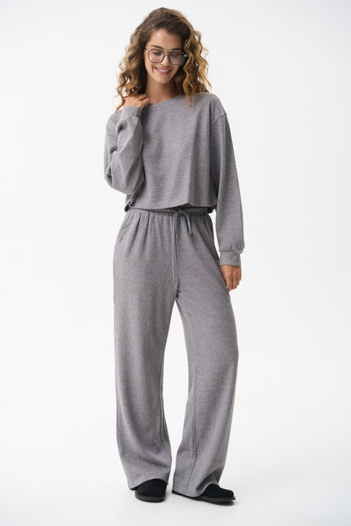 Grey Knitted Streight Leg Pants - SOLMAR