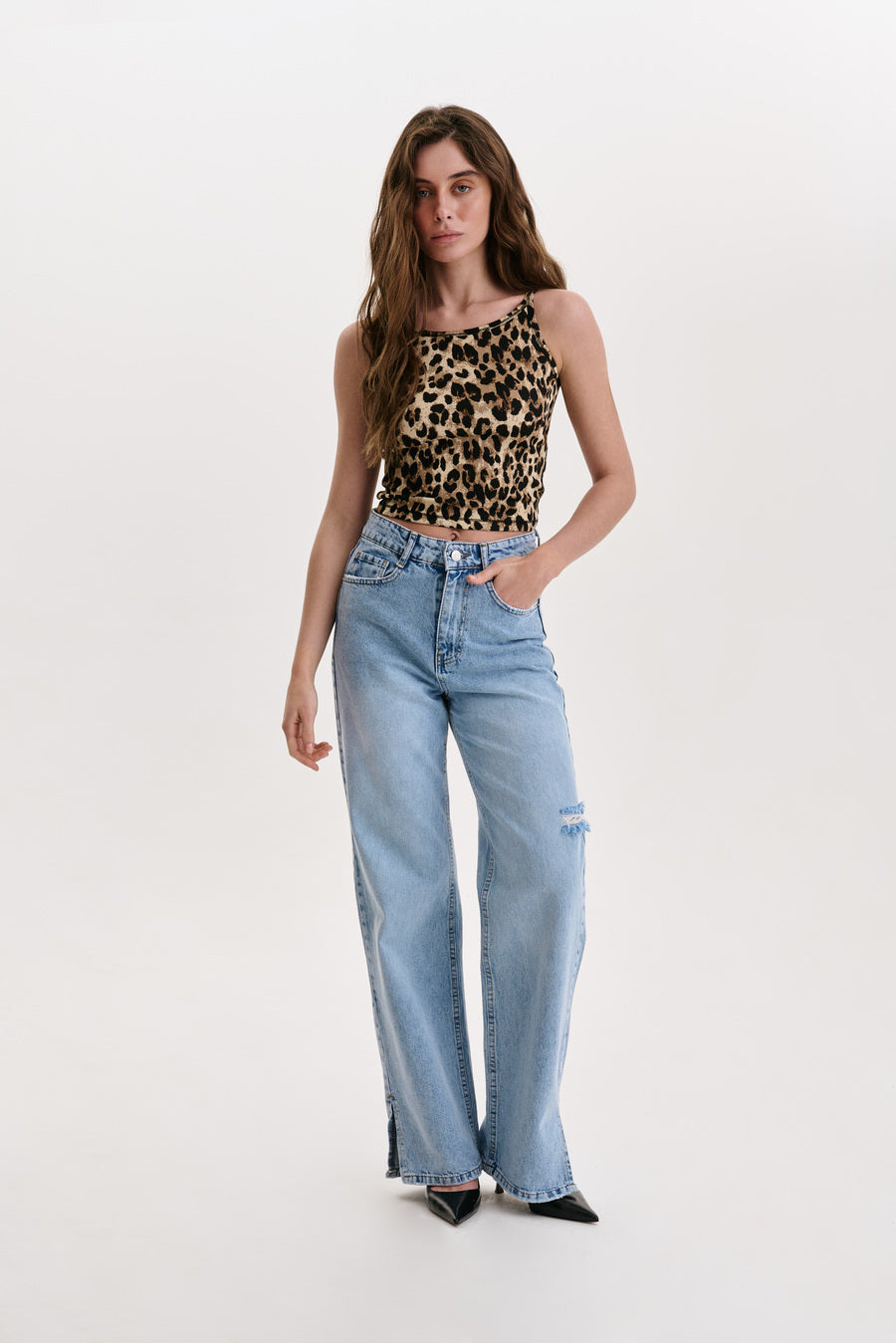 Animal Print Slim Strap Tank Top - SOLMAR