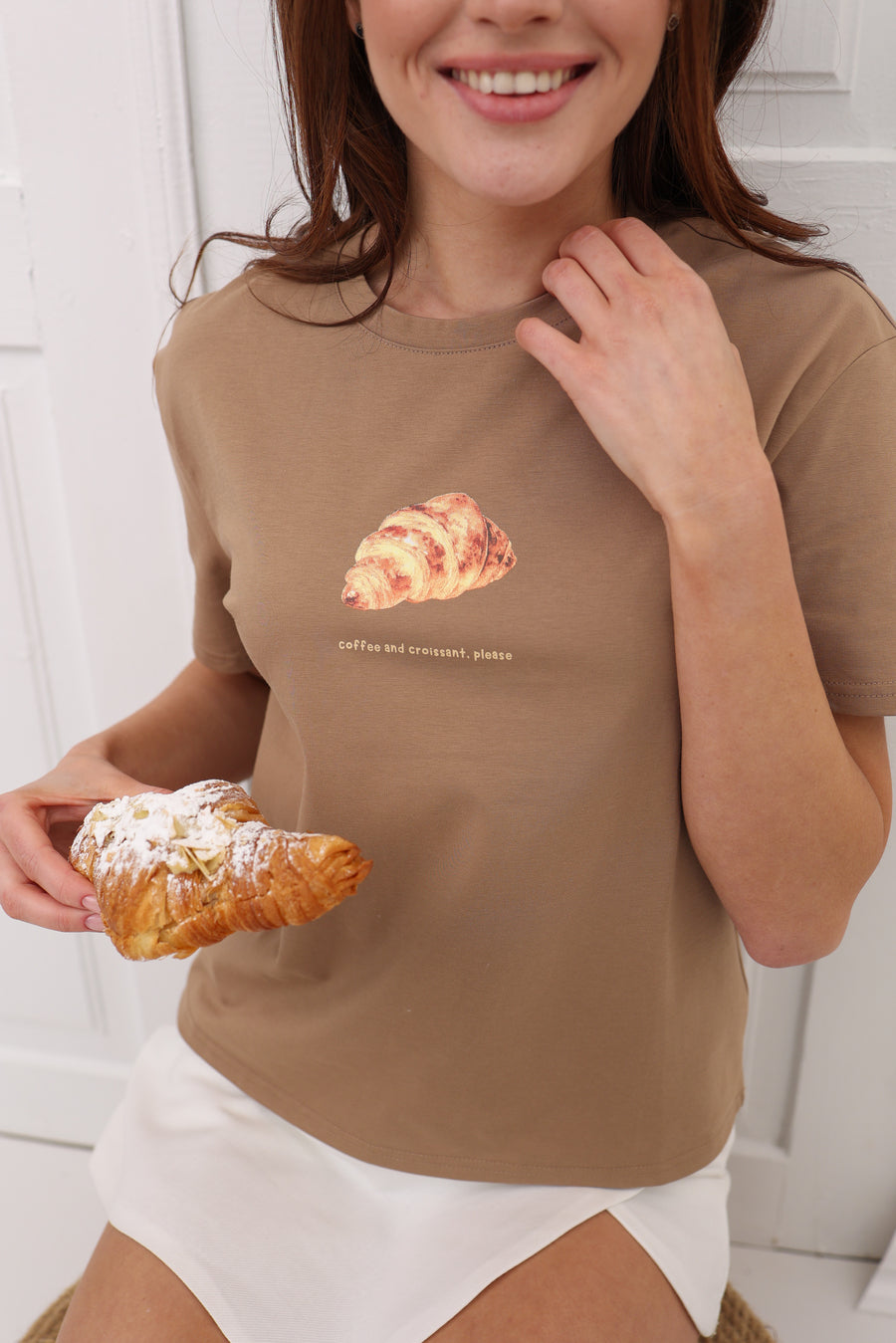 Beige Yummy Print T-shirt - SOLMAR