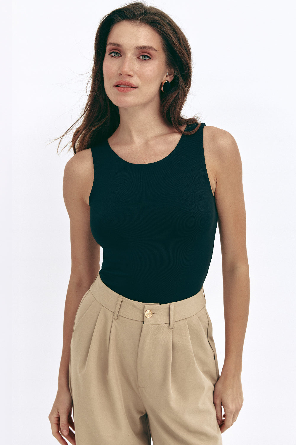 Black Basic Sleeveless Bodysuit - SOLMAR