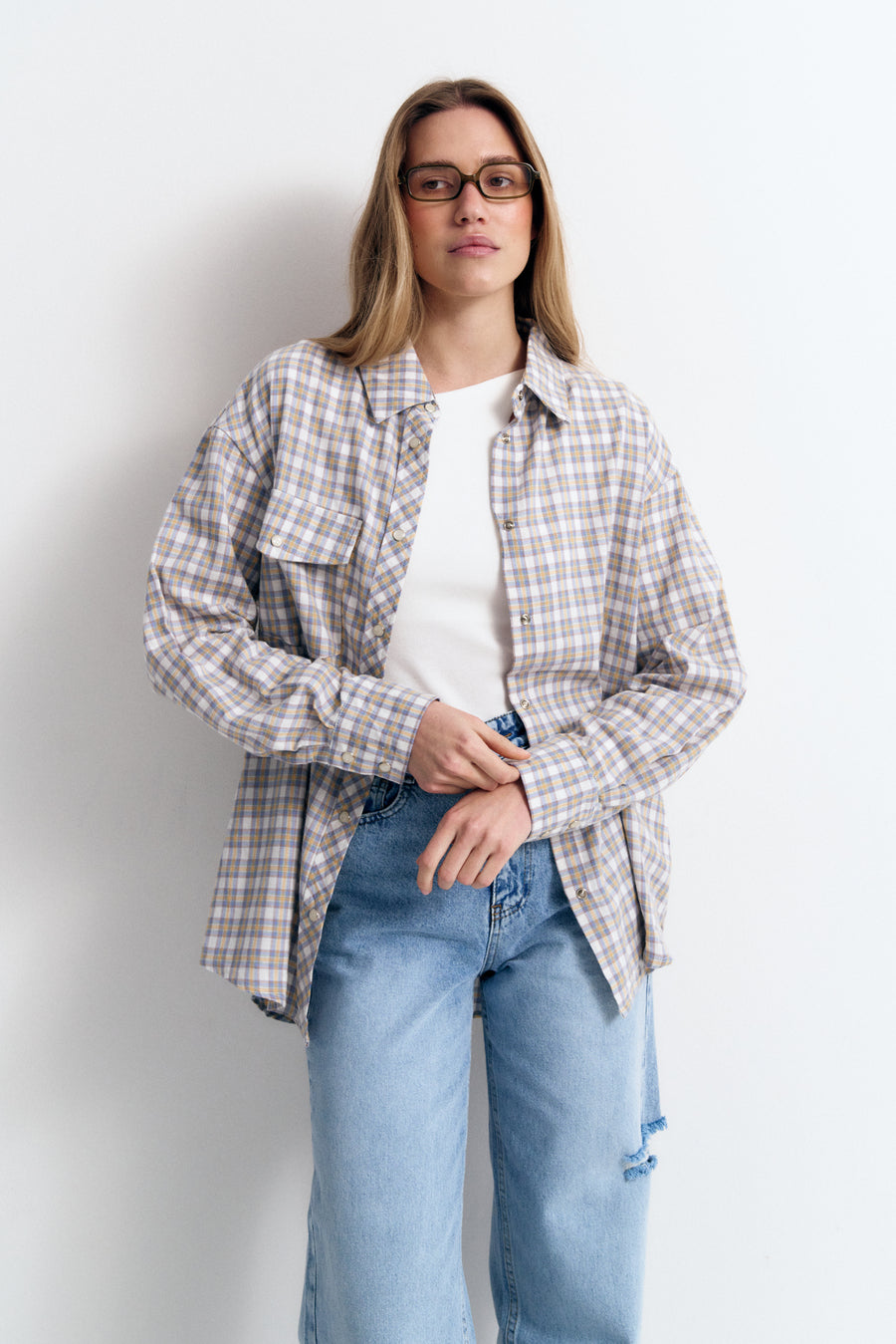 NEW Blue Relaxed Fit Check Cotton Shirt