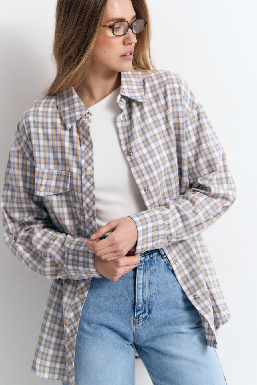 NEW Blue Relaxed Fit Check Cotton Shirt