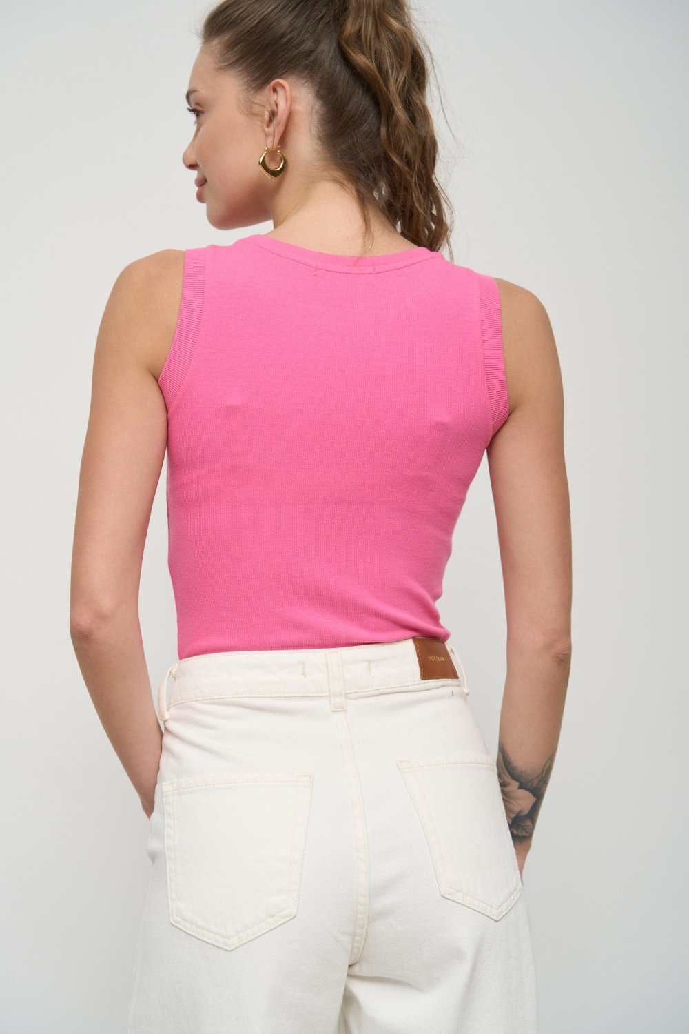 Pink Ribbed Seam Detail Top - SOLMAR