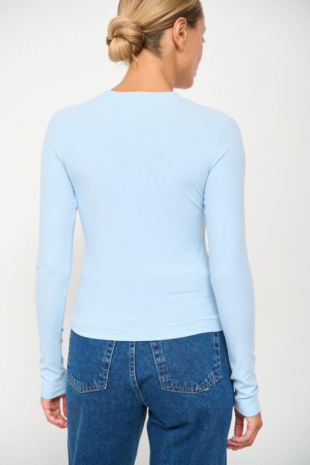 Blue Basic Long Sleeve Top - SOLMAR