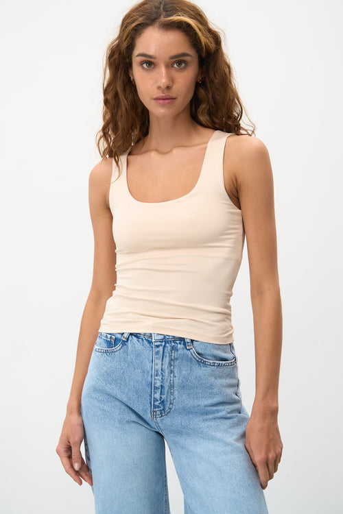 Cream Basic Tank Top - SOLMAR