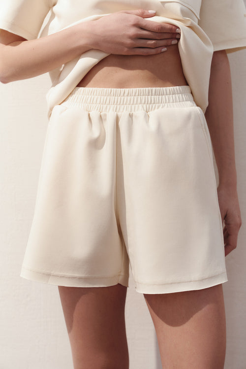 Cream Knit Shorts - SOLMAR