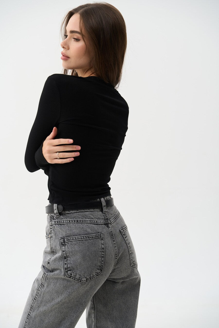 Black longsleeve with buttons - SOLMAR