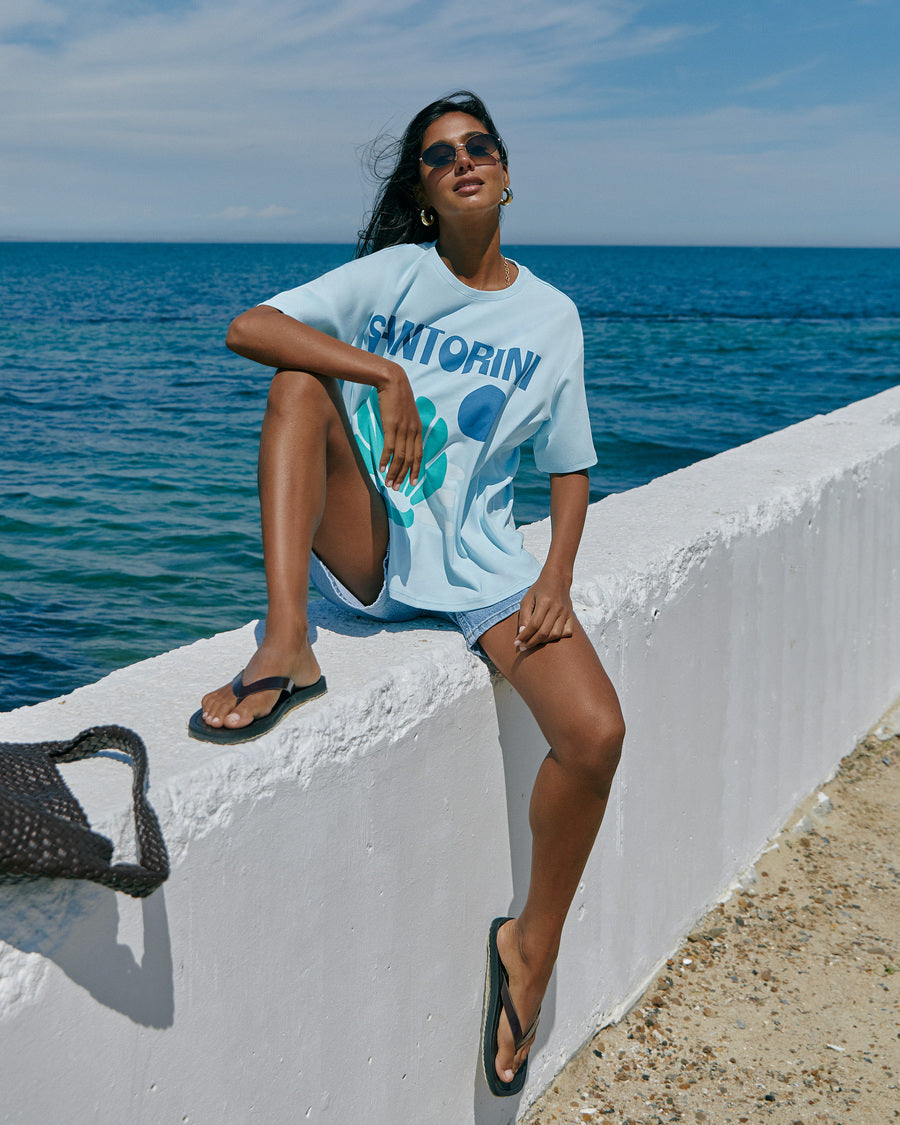 Blue "Santorini" Print T-shirt - SOLMAR