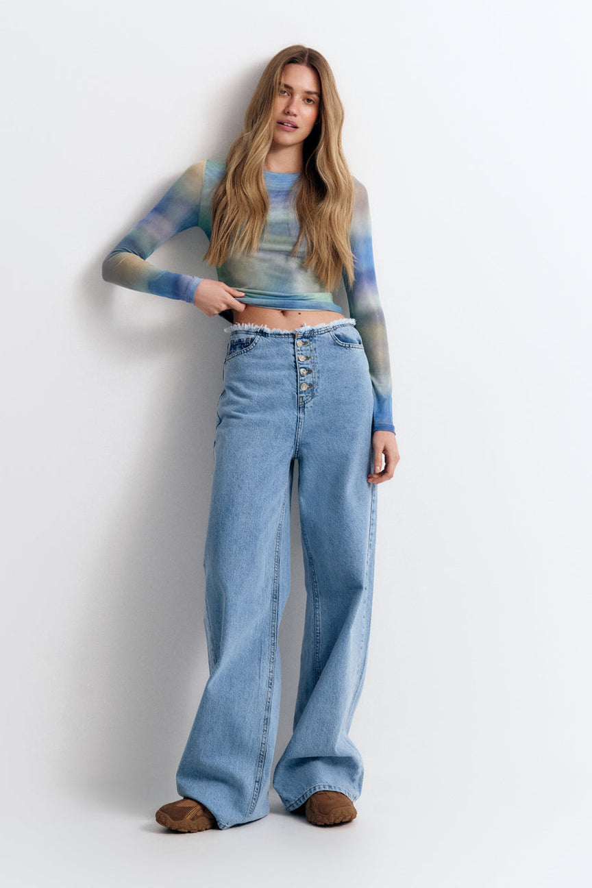 Green Gradient Effect Long Sleeve Top