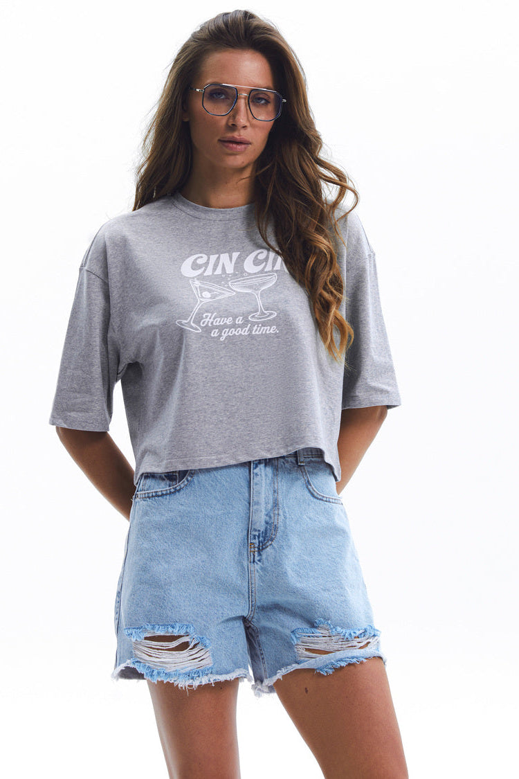 High Waist Ripped Blue Denim Shorts - SOLMAR