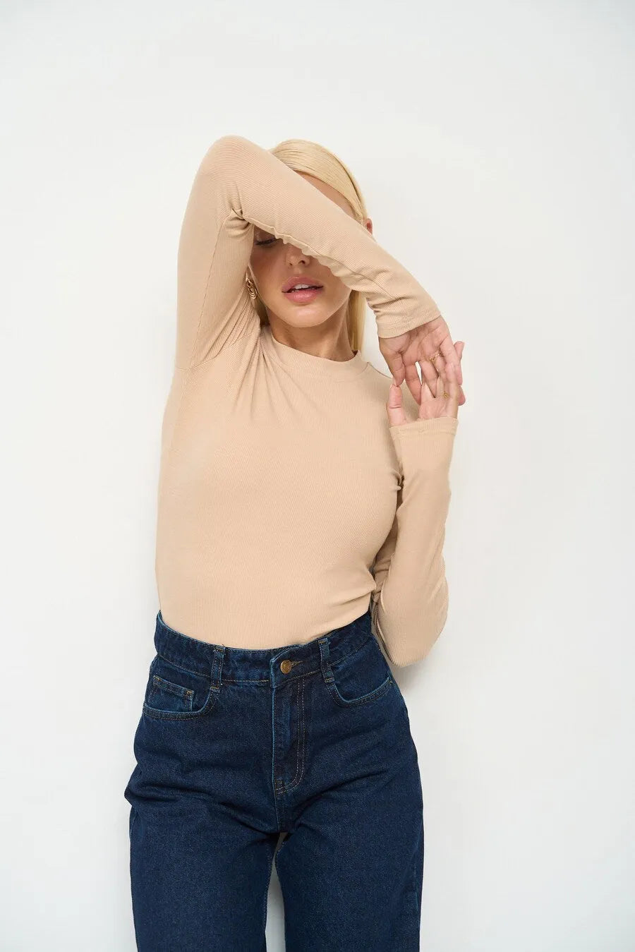 Beige Basic Long Sleeve Top - SOLMAR