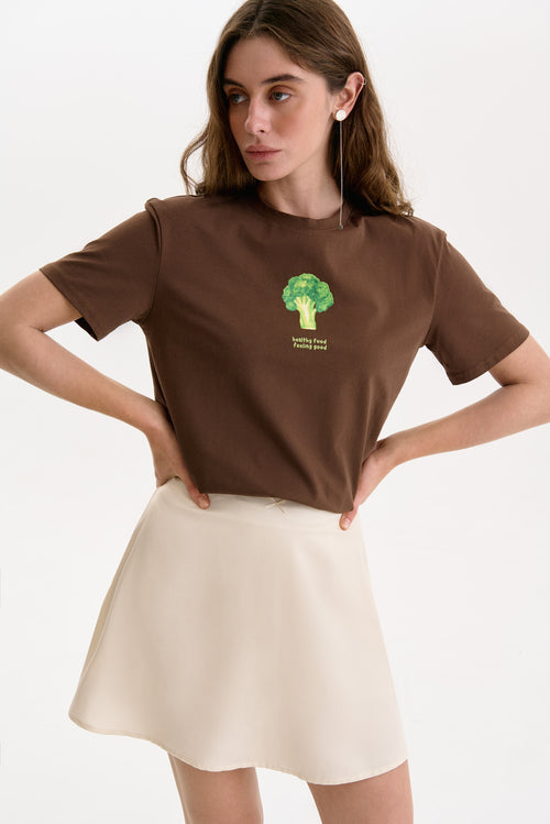 Cream Satin Mini Skirt - SOLMAR