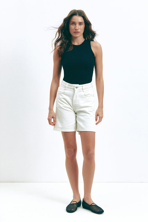 Black Sleeveless Ribbed Top - SOLMAR