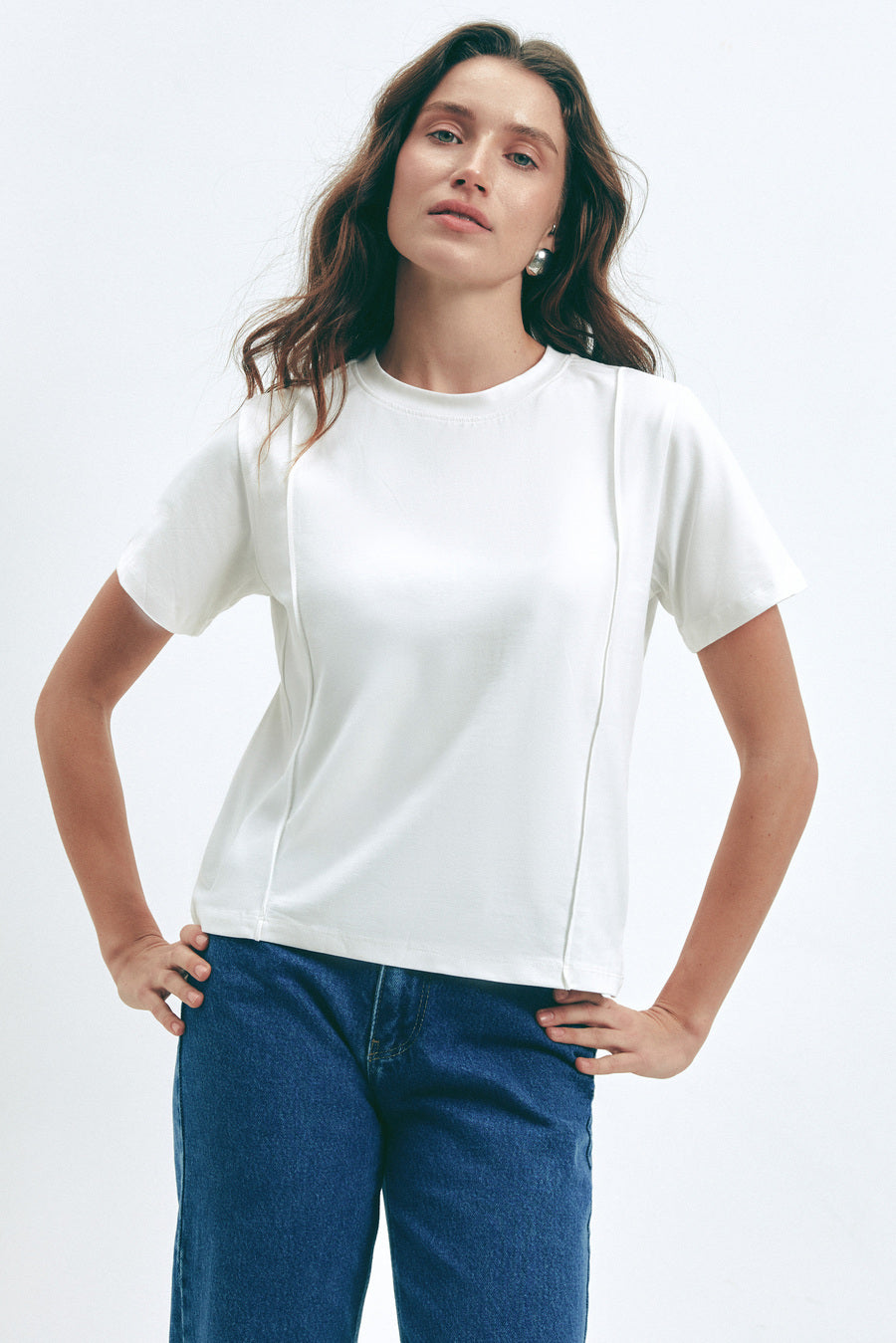 White Seam Detail T-Shirt