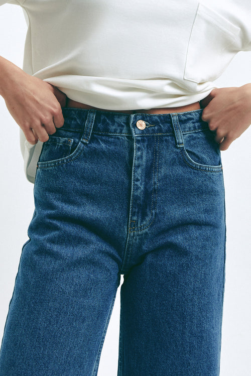 Blue WIDE LEG MID-RISE, FULL LENGTH Jeans - SOLMAR