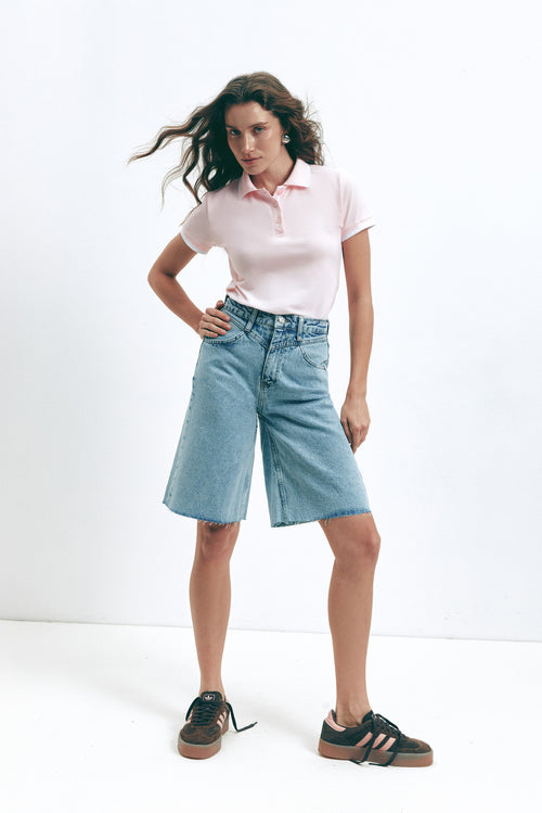 Blue Denim Yoke Shorts - SOLMAR