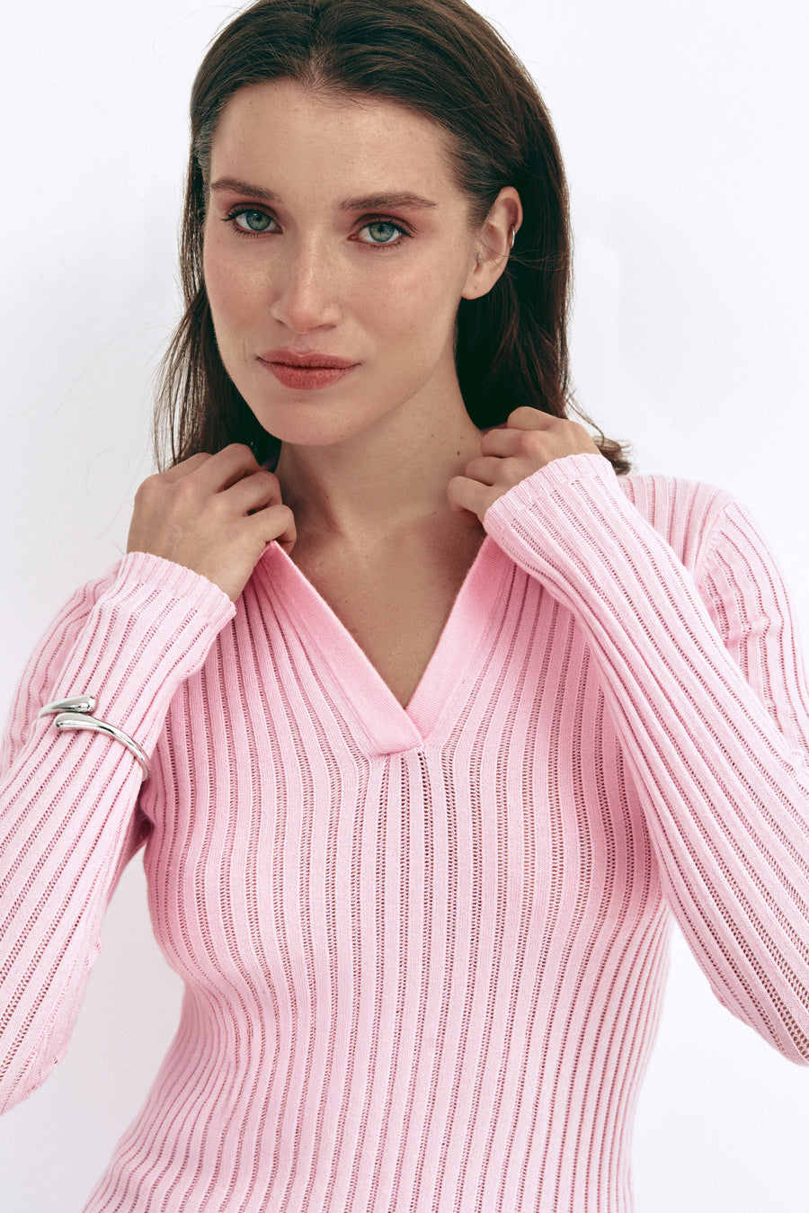 Pink Polo Collar Long Sleeve - SOLMAR
