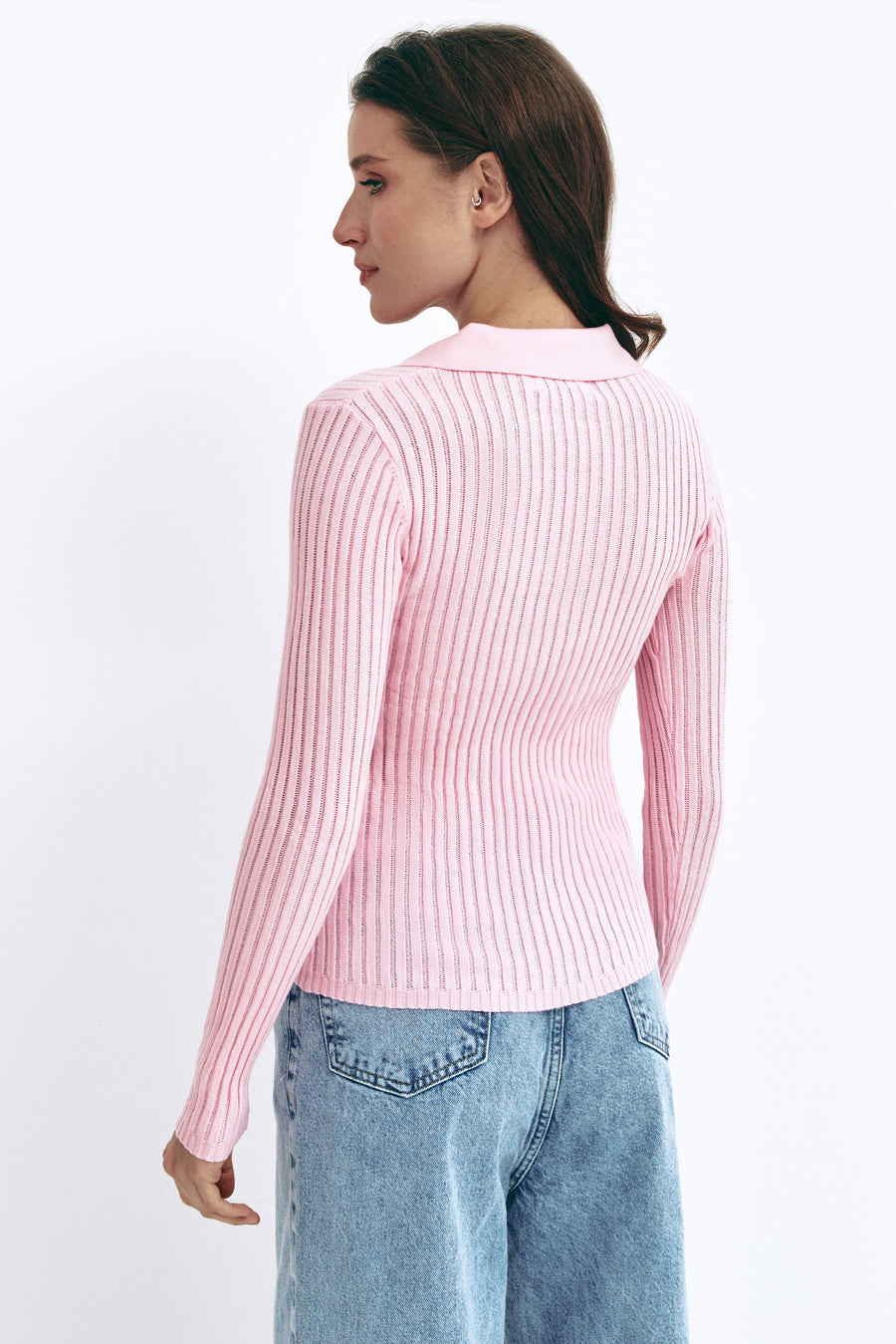 Pink Polo Collar Long Sleeve - SOLMAR