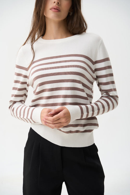 Brown Striped Knit Sweater with a Crew Neck - SOLMAR