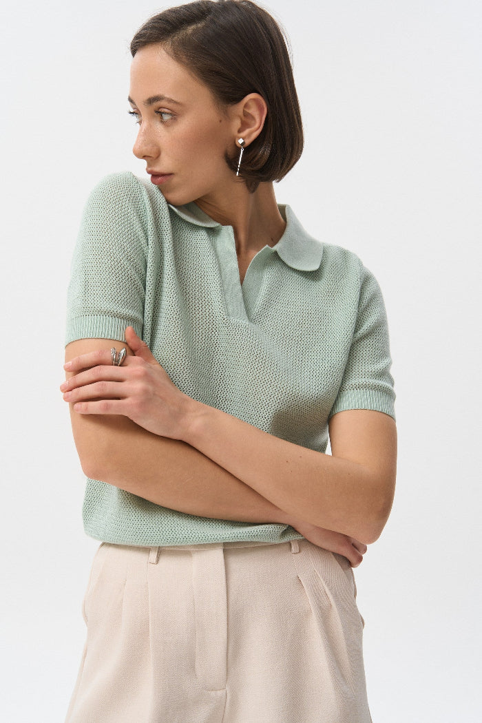 Green Knit Polo T-shirt - SOLMAR