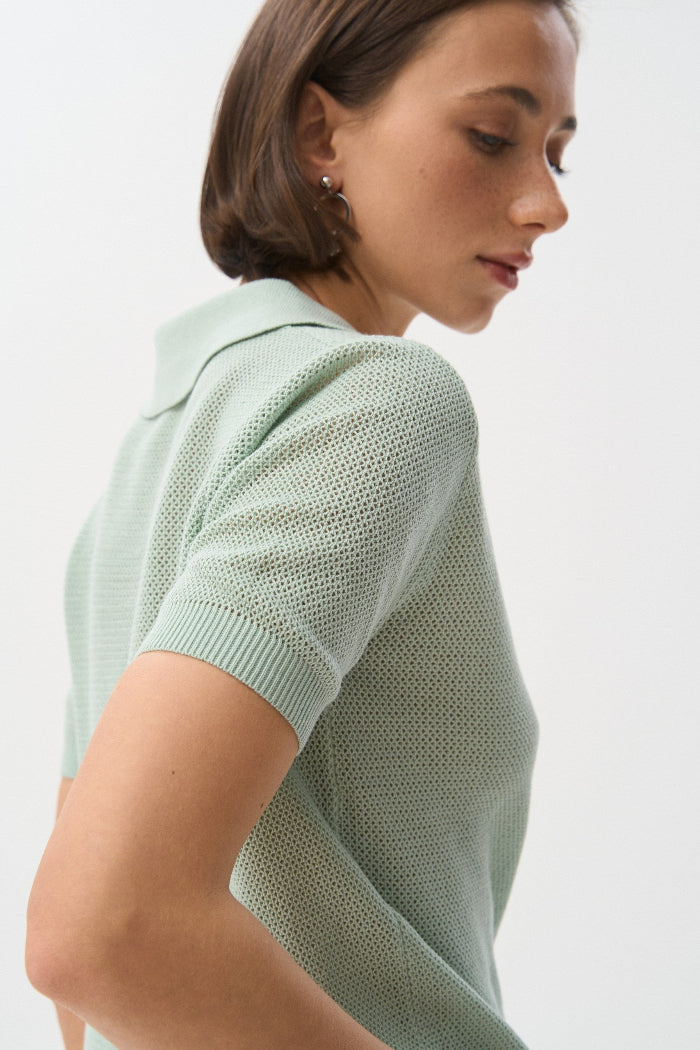 Green Knit Polo T-shirt - SOLMAR
