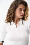 Knitted Polo T-shirt with Cream Stripes