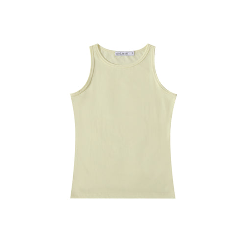 Basic ribbed tank top, Lemon Cream