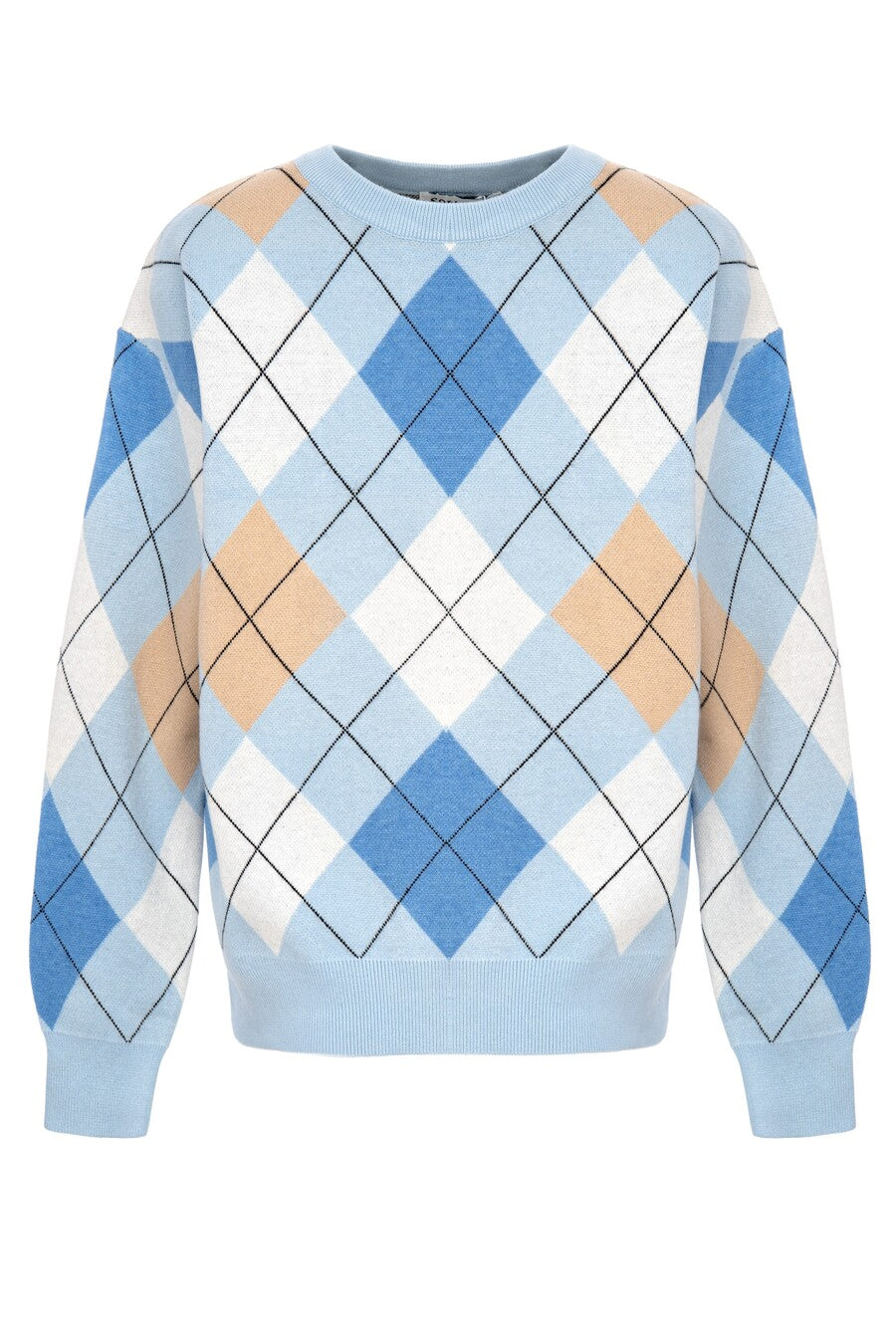 Blue Diamond Pattern Knit Sweater — SOLMAR