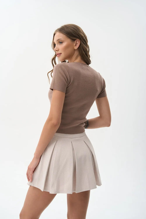 Beige Short Sleeve Sweater - SOLMAR