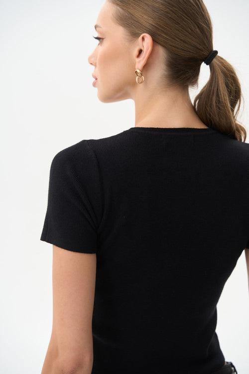 Black Short Sleeve Sweater - SOLMAR