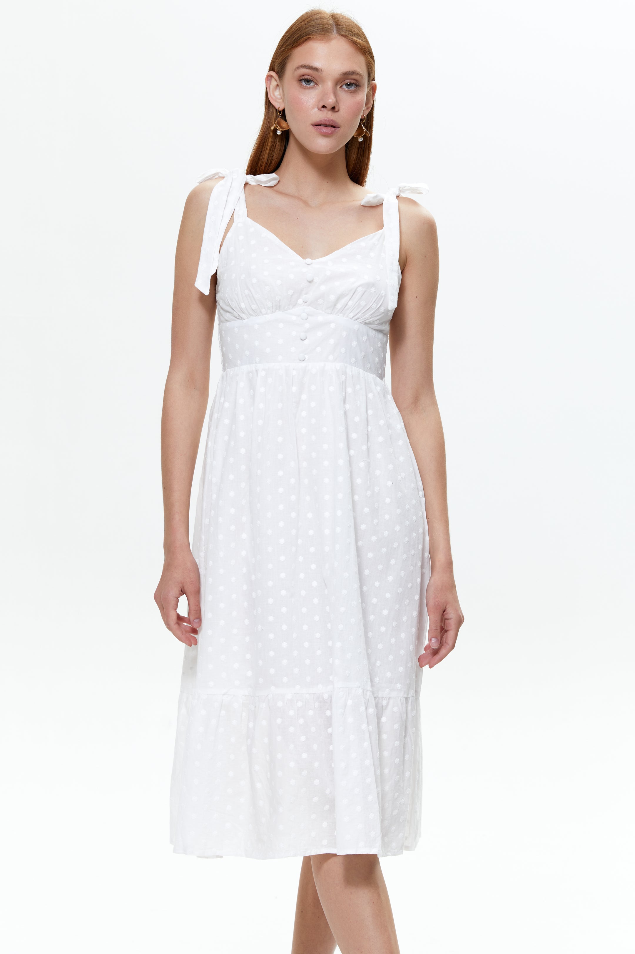 white tie strap midi dress Women's Feels Like Fate Ivory Lace Tie Strap Midi Dress | Size: L