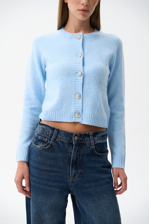 Woolen cardigan in color blue - SOLMAR