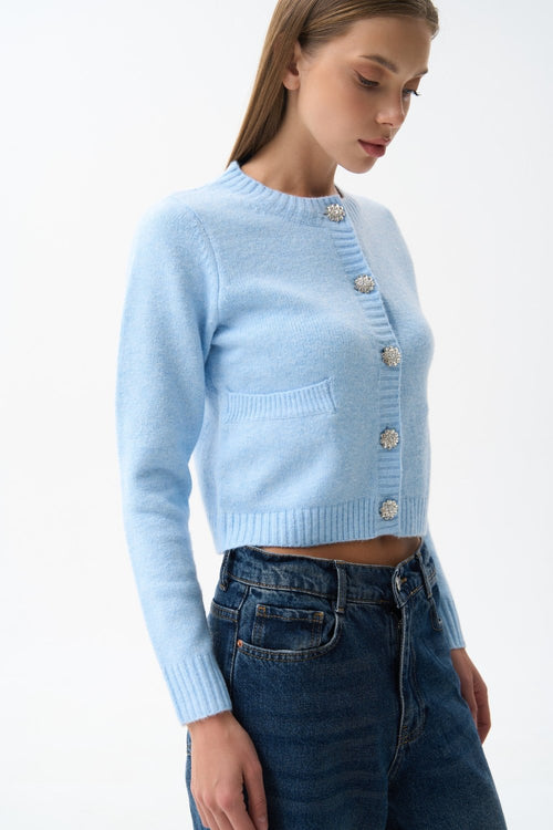 Woolen cardigan in color blue - SOLMAR