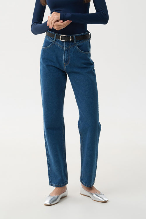 STRAIGHT jeans with accent yoke, Blue