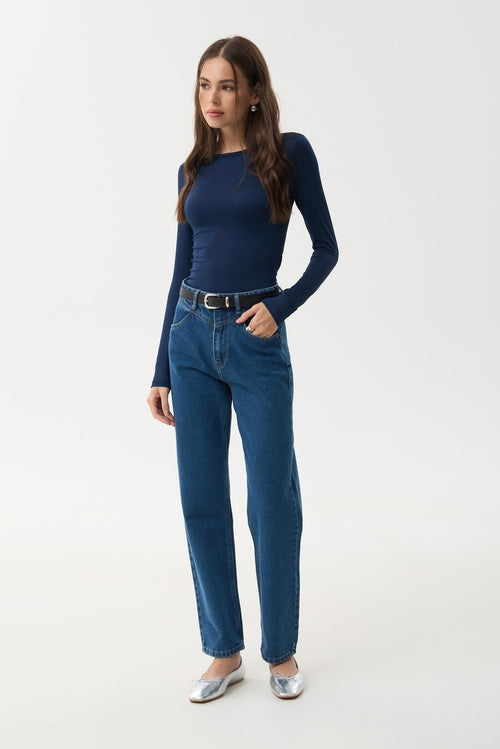 STRAIGHT jeans with accent yoke, Blue