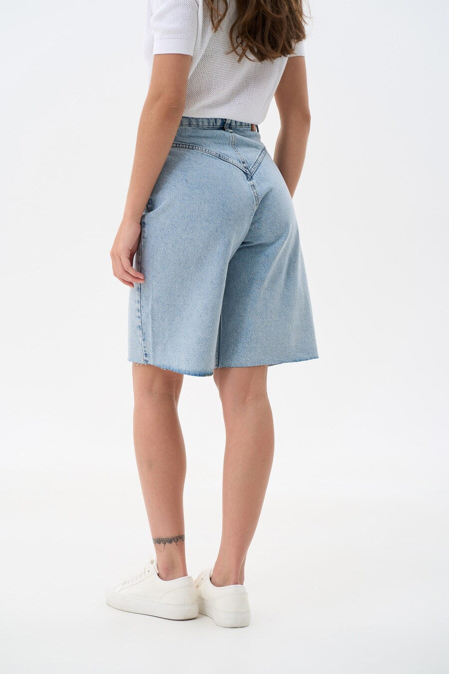 Blue Denim Yoke Shorts - SOLMAR