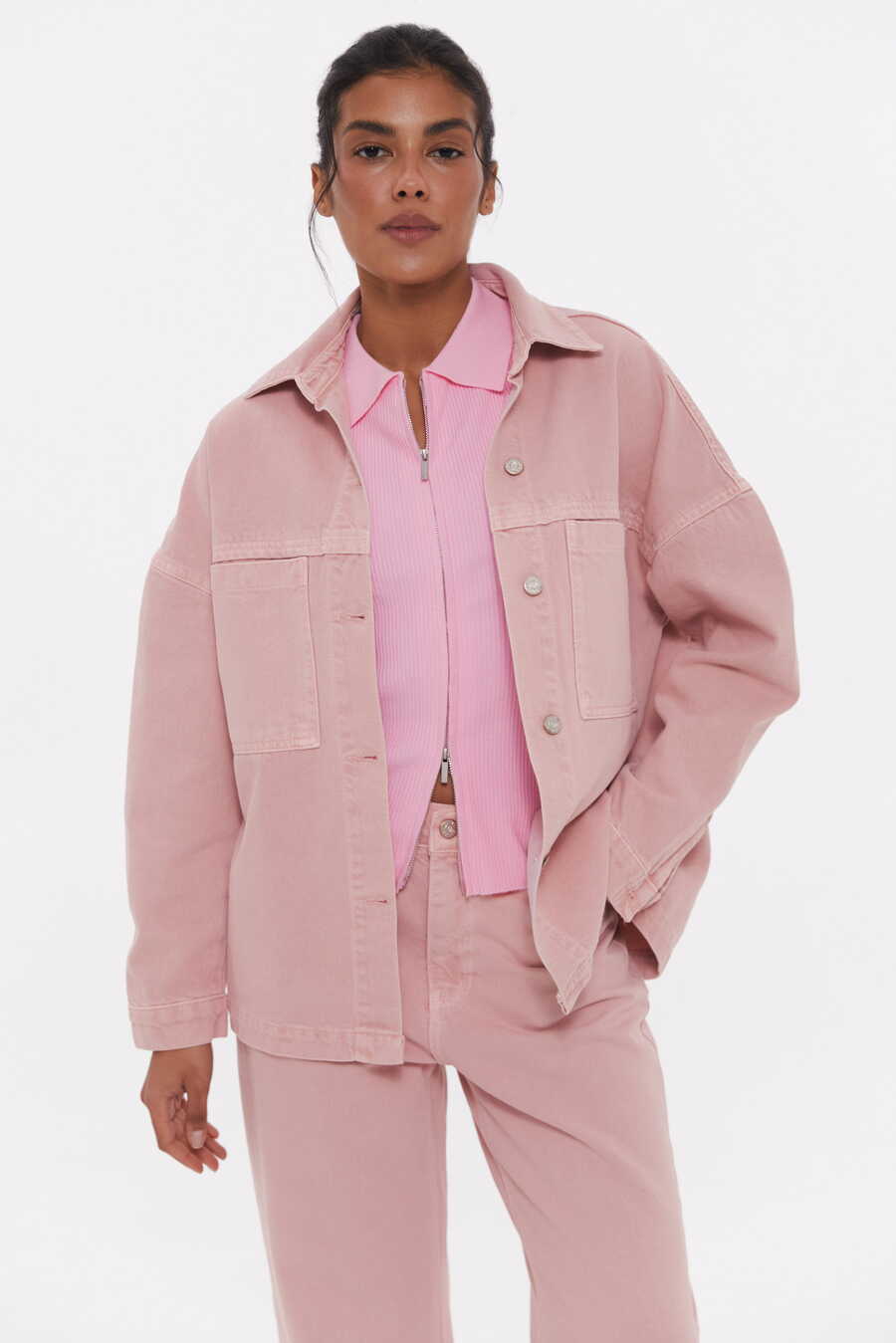 Relaxed-Fit Denim Jacket, Baby Pink