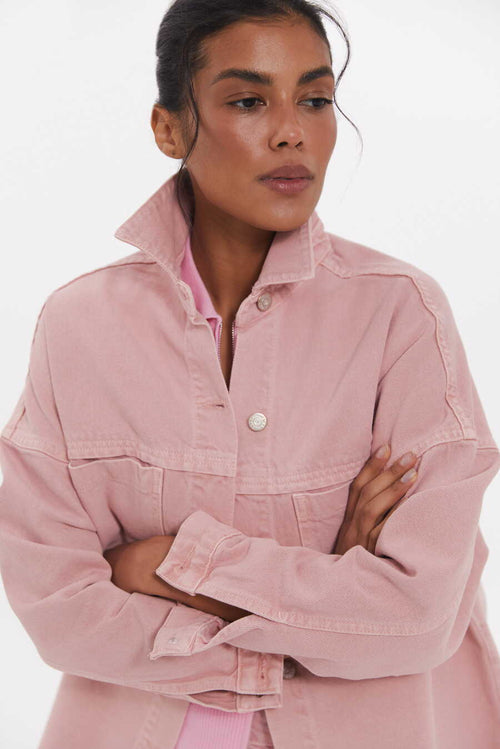 Relaxed-Fit Denim Jacket, Baby Pink