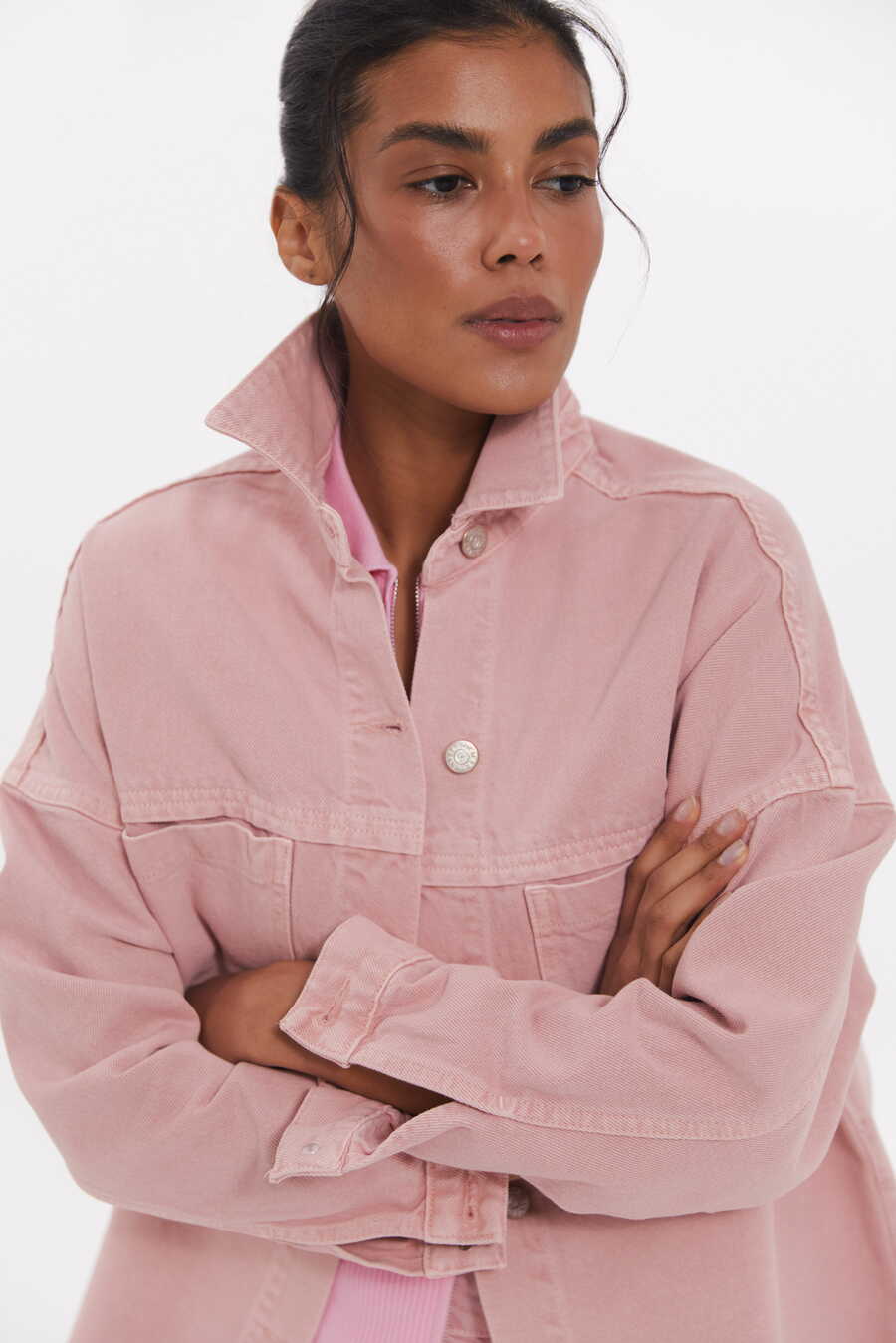 Relaxed-Fit Denim Jacket, Baby Pink