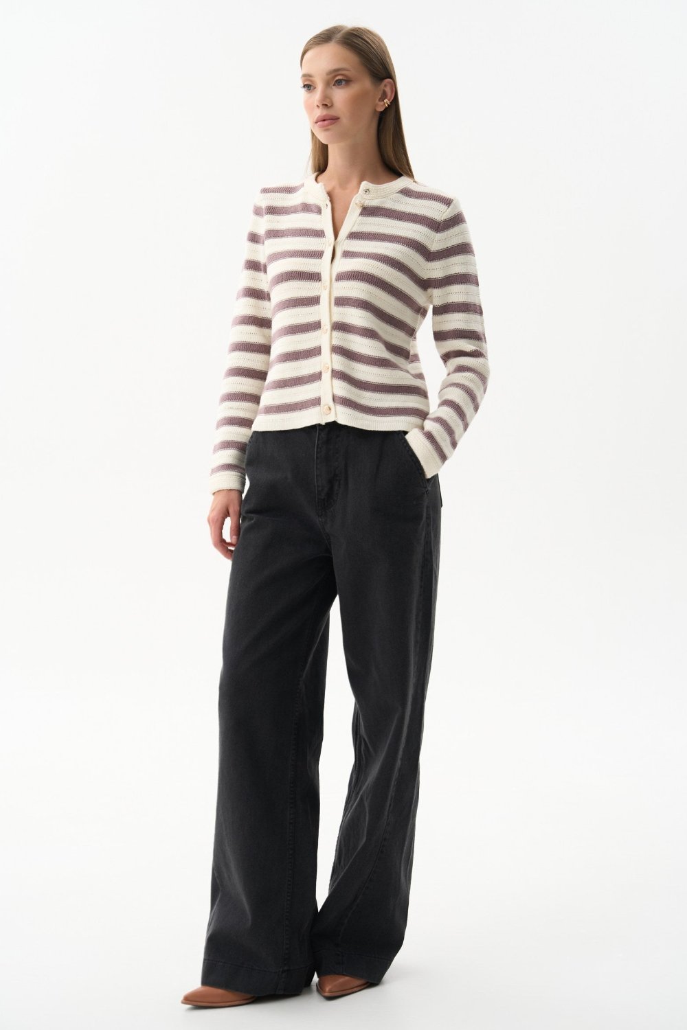 Striped cardigan in color milk - SOLMAR